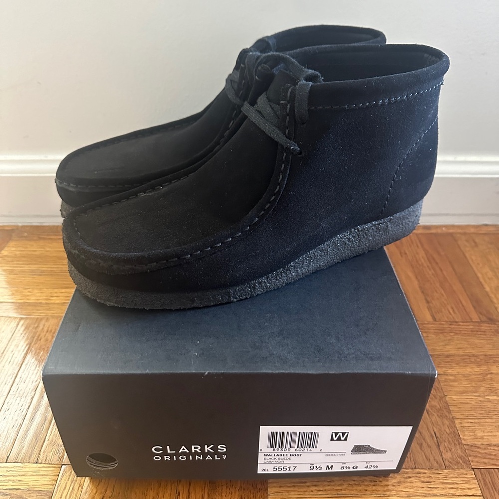 Clarks Original Wallabee Boot Black Suede 9.5